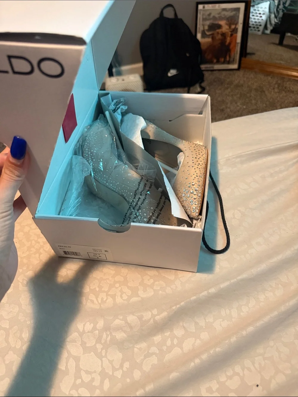 Aldo Nude Crystal-Embellished Pointed Toe Stiletto Pumps